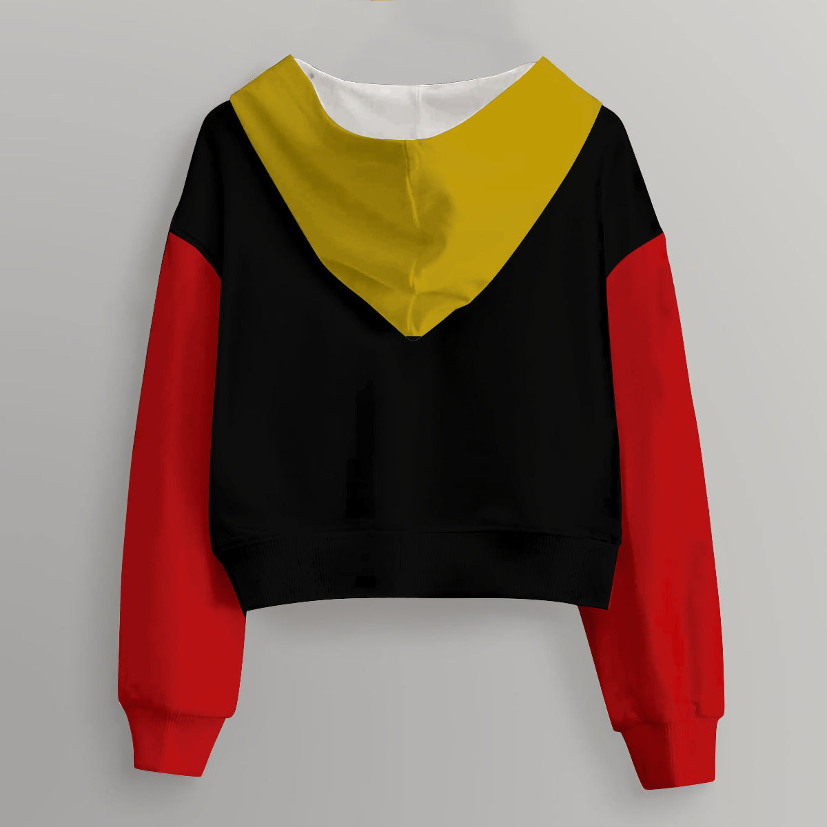 "On My Mama" - Lady's Cropped Hoodie (Black/Red/Gold)