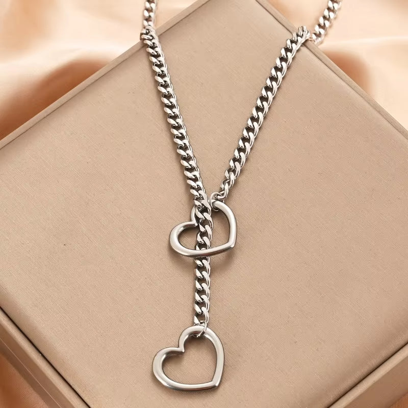 O-ring Women's Slip Chain Necklace Heart