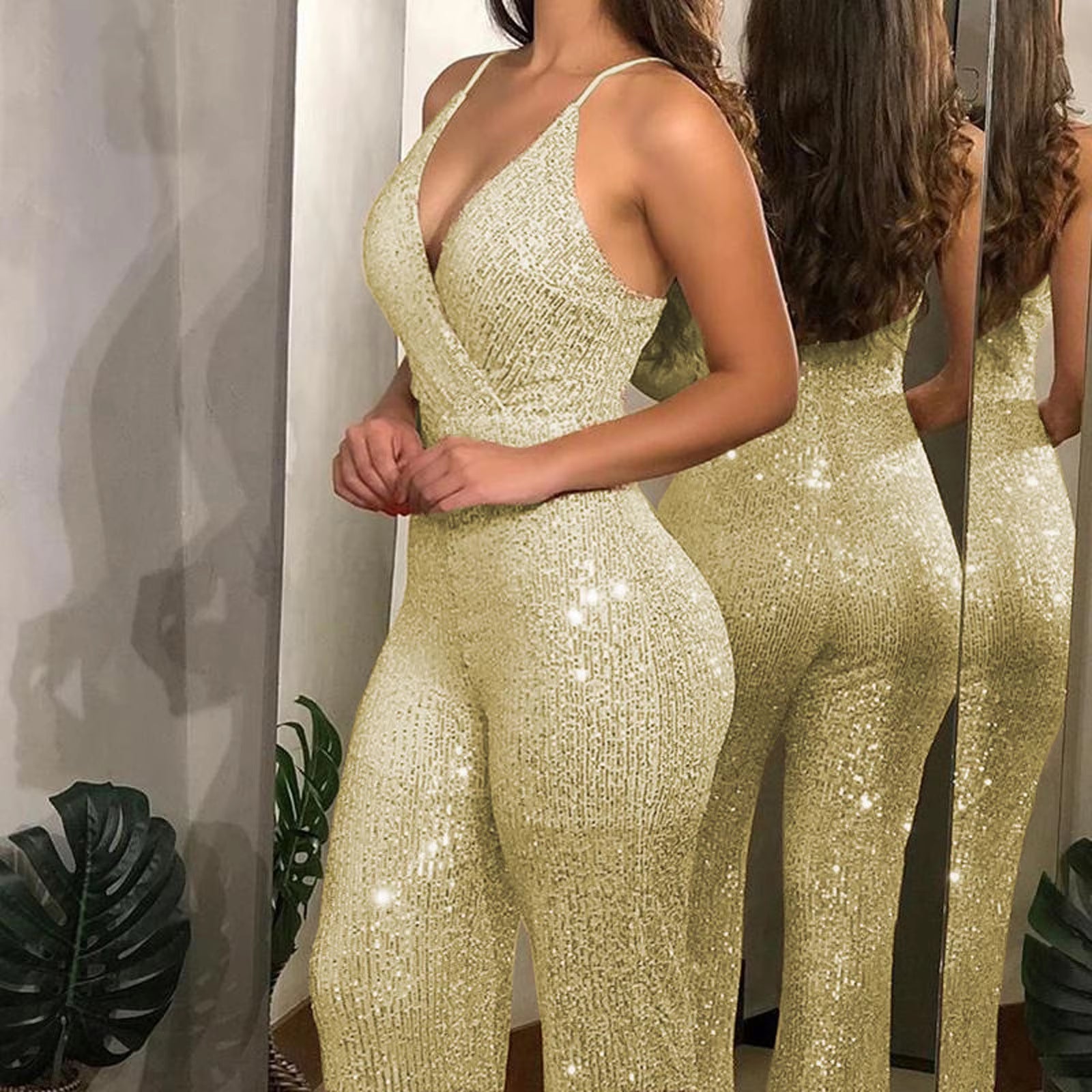 Women's Glitter Shiny Jumpsuit 