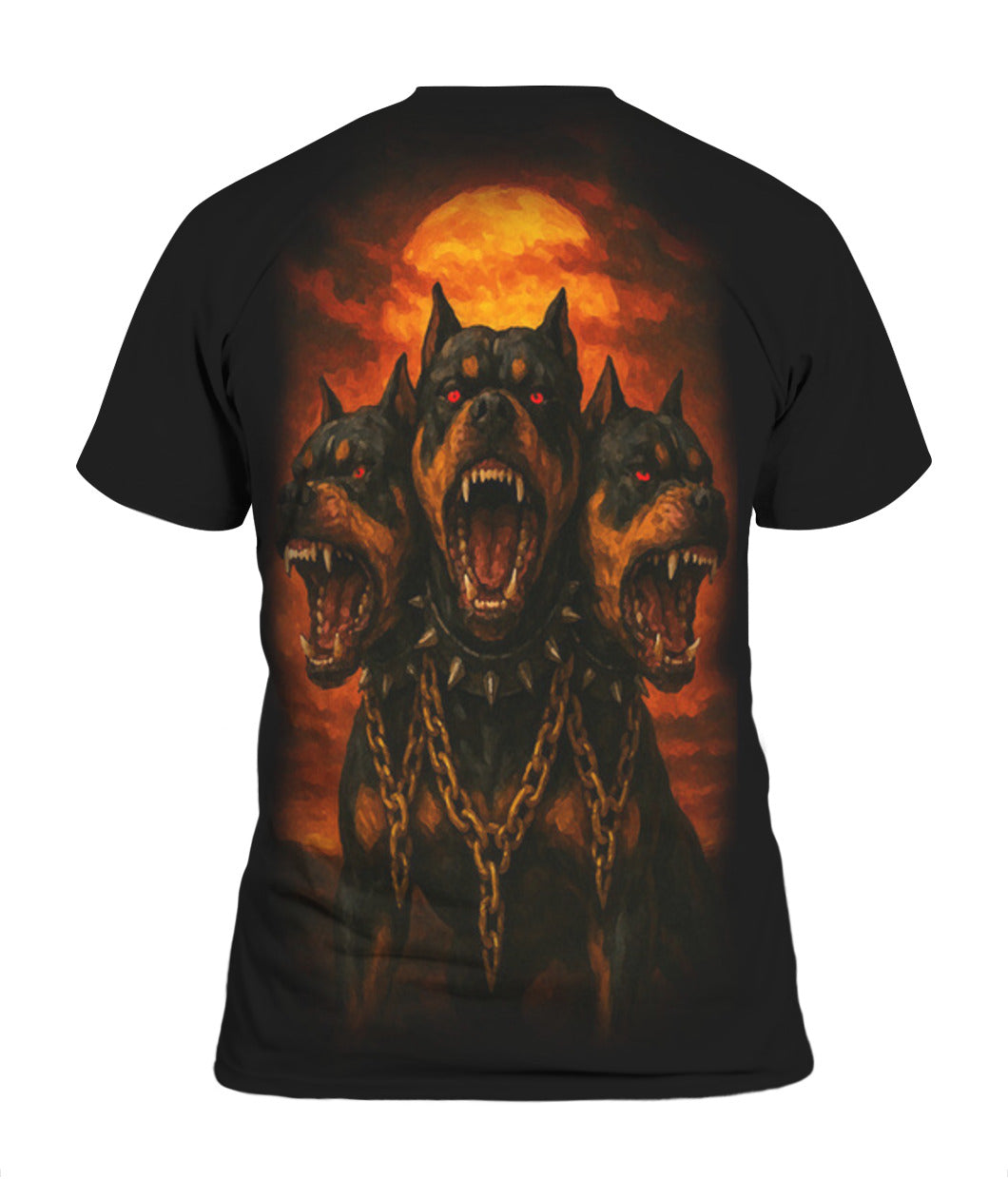 Three Headed Pit Bull Art - T-Shirt