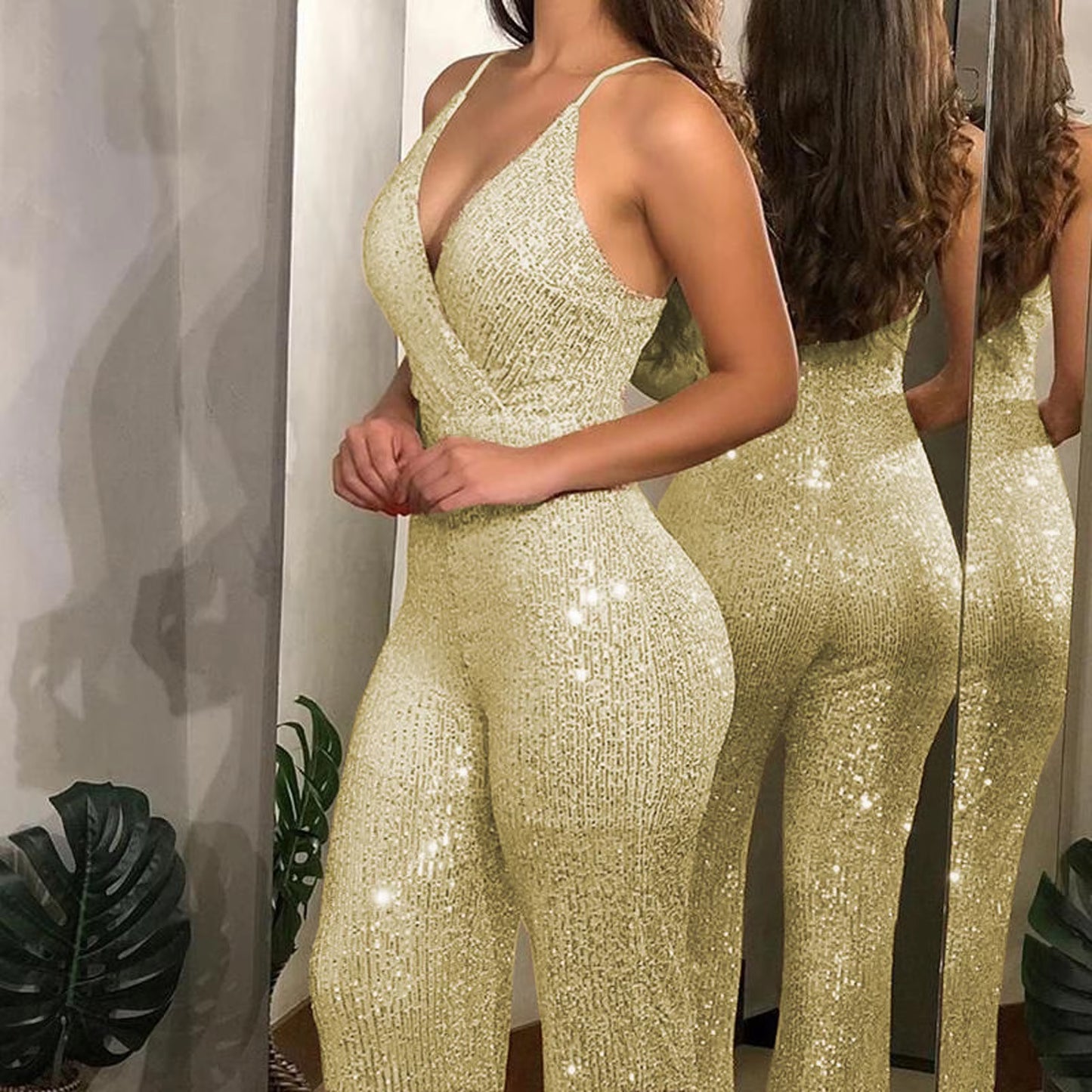 Women's Glitter Shiny Jumpsuit 