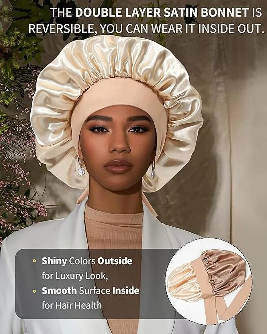  Double Layer Silk Bonnet for Sleeping