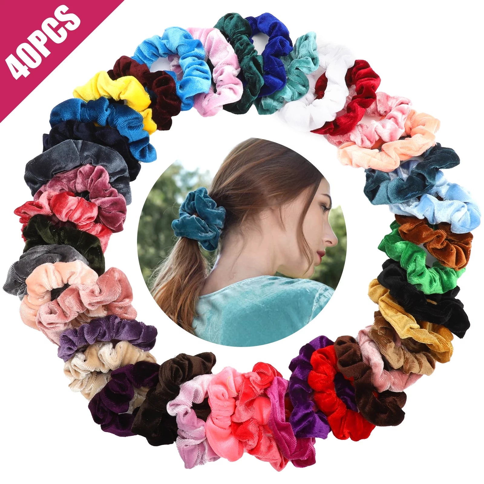 40Pcs Multicolor Hair Ties