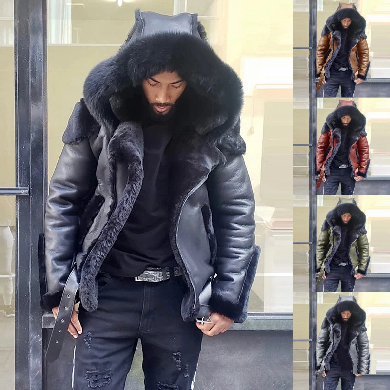  Men Coat Faux Fur Plus size