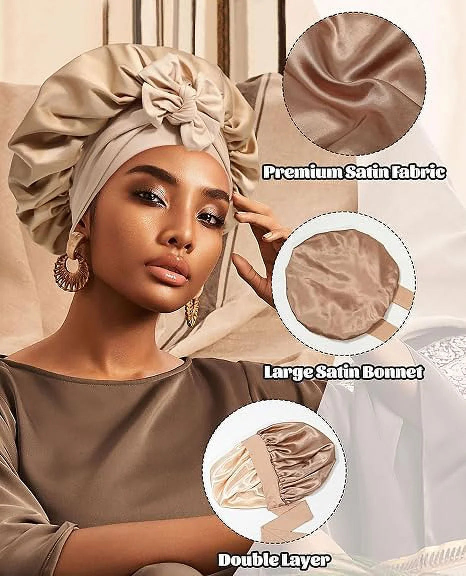  Double Layer Silk Bonnet for Sleeping