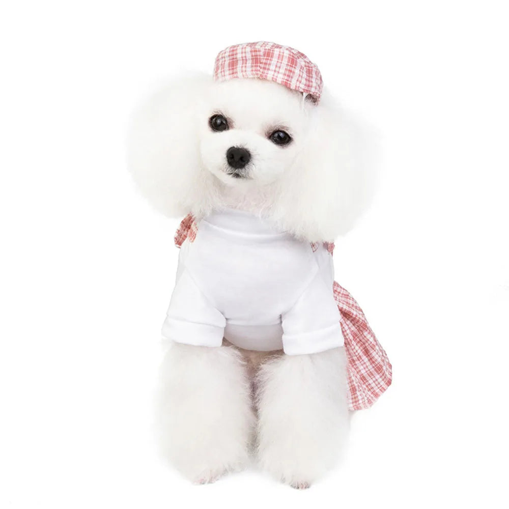  Pet Clothes Summer Wear / Thin Cotton Plaid Dog or Cat Princess Dress