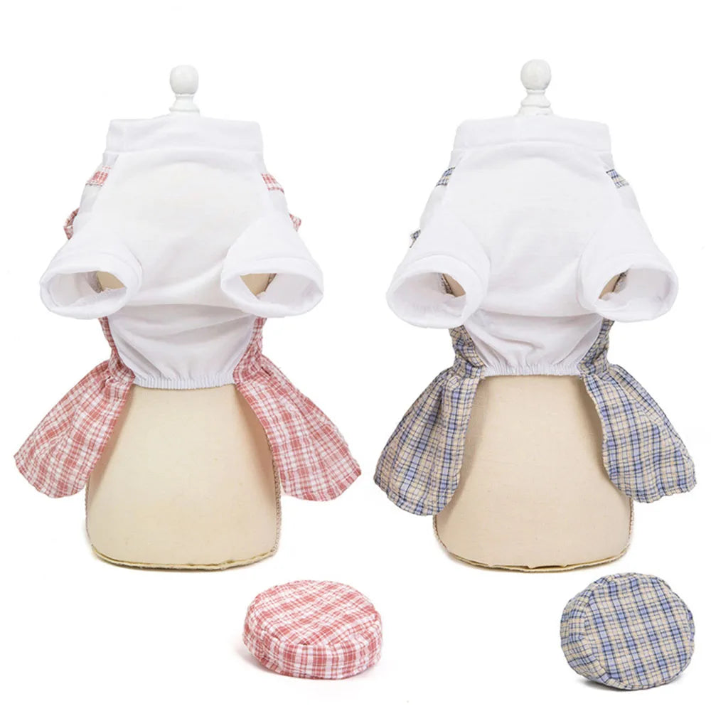  Pet Clothes Summer Wear / Thin Cotton Plaid Dog or Cat Princess Dress