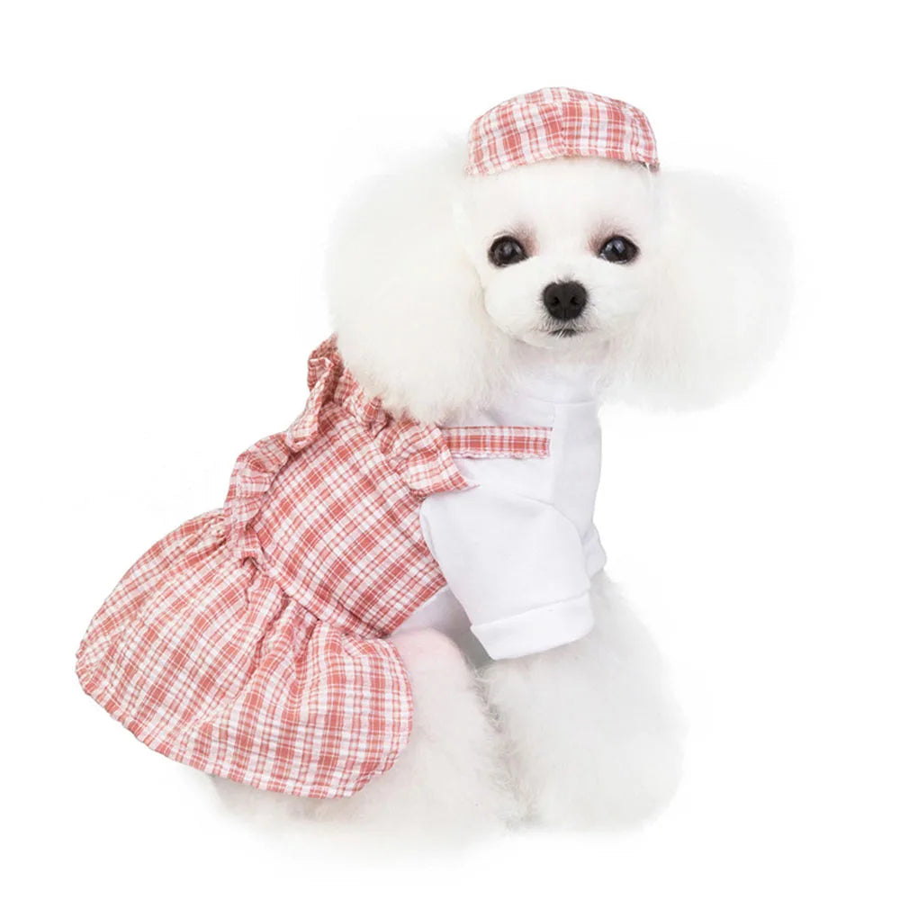  Pet Clothes Summer Wear / Thin Cotton Plaid Dog or Cat Princess Dress