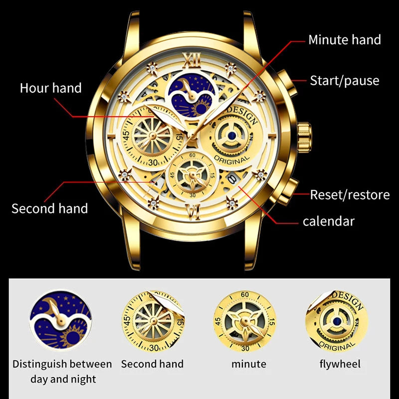  Top Brand Luxury Stainless Steel Quartz Men's Wristwatch 