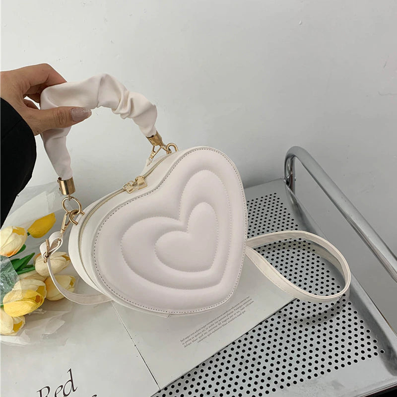  Small Heart Shape Leather Purse - White