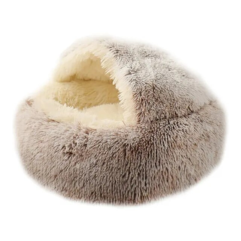 Soft Plush round Warm Pet Bed, Soft Sleeping Cushion Bed for Small Dogs/Cats 