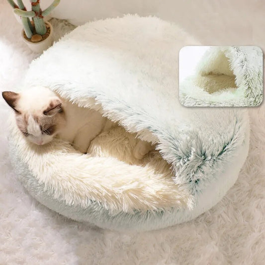 Soft Plush round Warm Pet Bed, Soft Sleeping Cushion Bed for Small Dogs/Cats 