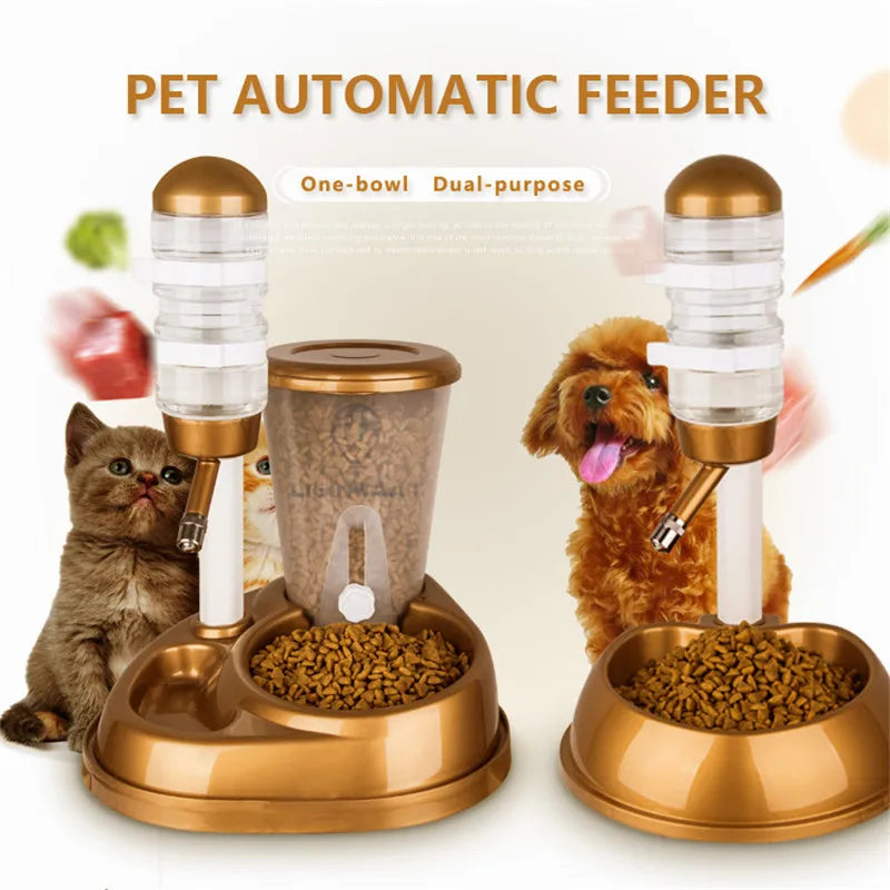  Large Capacity Food Bucket and Water Bottle Dispenser for Cats/Dogs