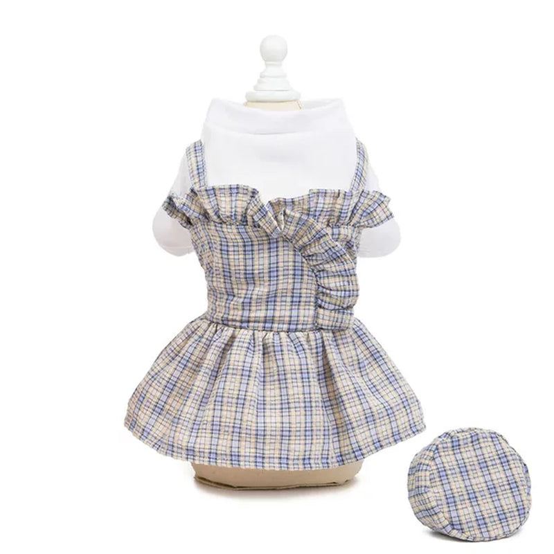  Pet Clothes Summer Wear / Thin Cotton Plaid Dog or Cat Princess Dress