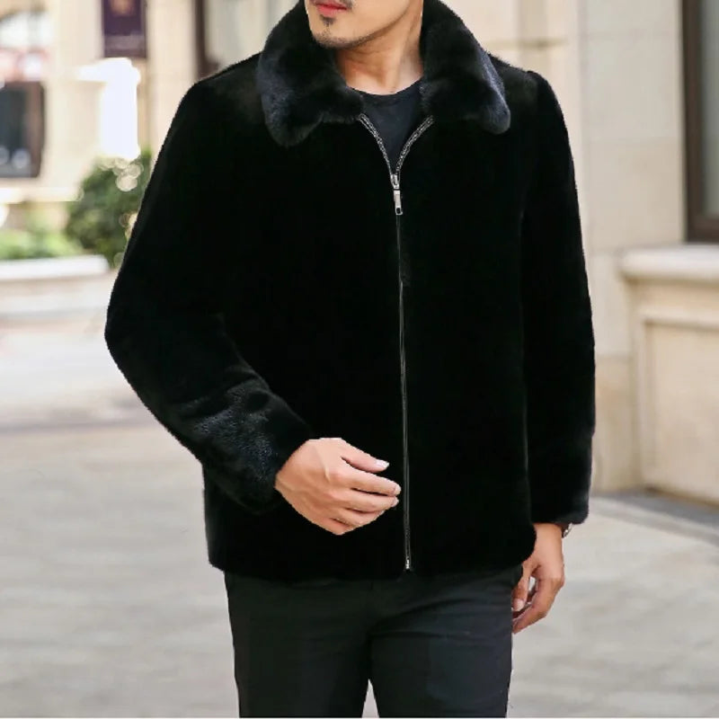 Real Mink Fur Coat outwear -  Luxurious with Collar 