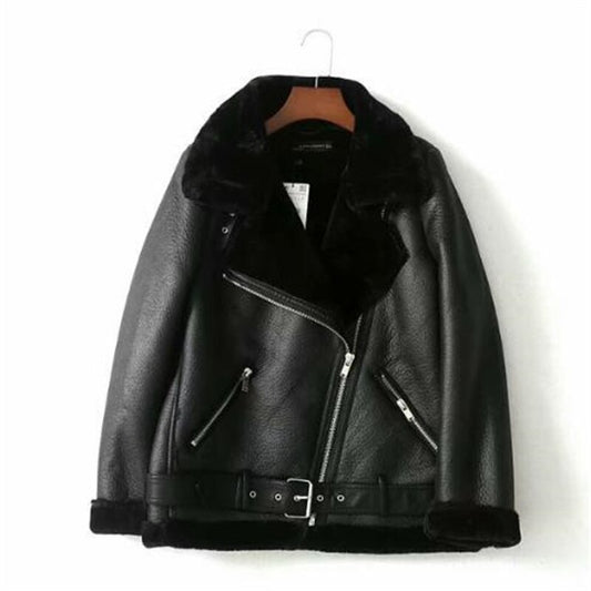 Fashion Warm Motorcycle Leather Coat 