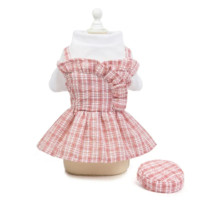  Pet Clothes Summer Wear / Thin Cotton Plaid Dog or Cat Princess Dress