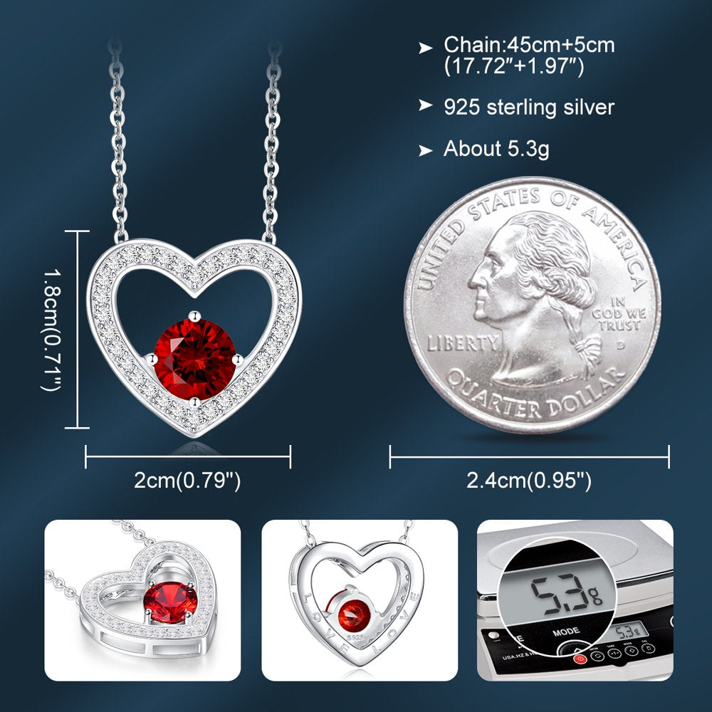 Brave Heart 925 Silver Necklaces with Red Birthstone 