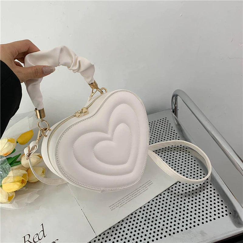  Small Heart Shape Leather Purse - White