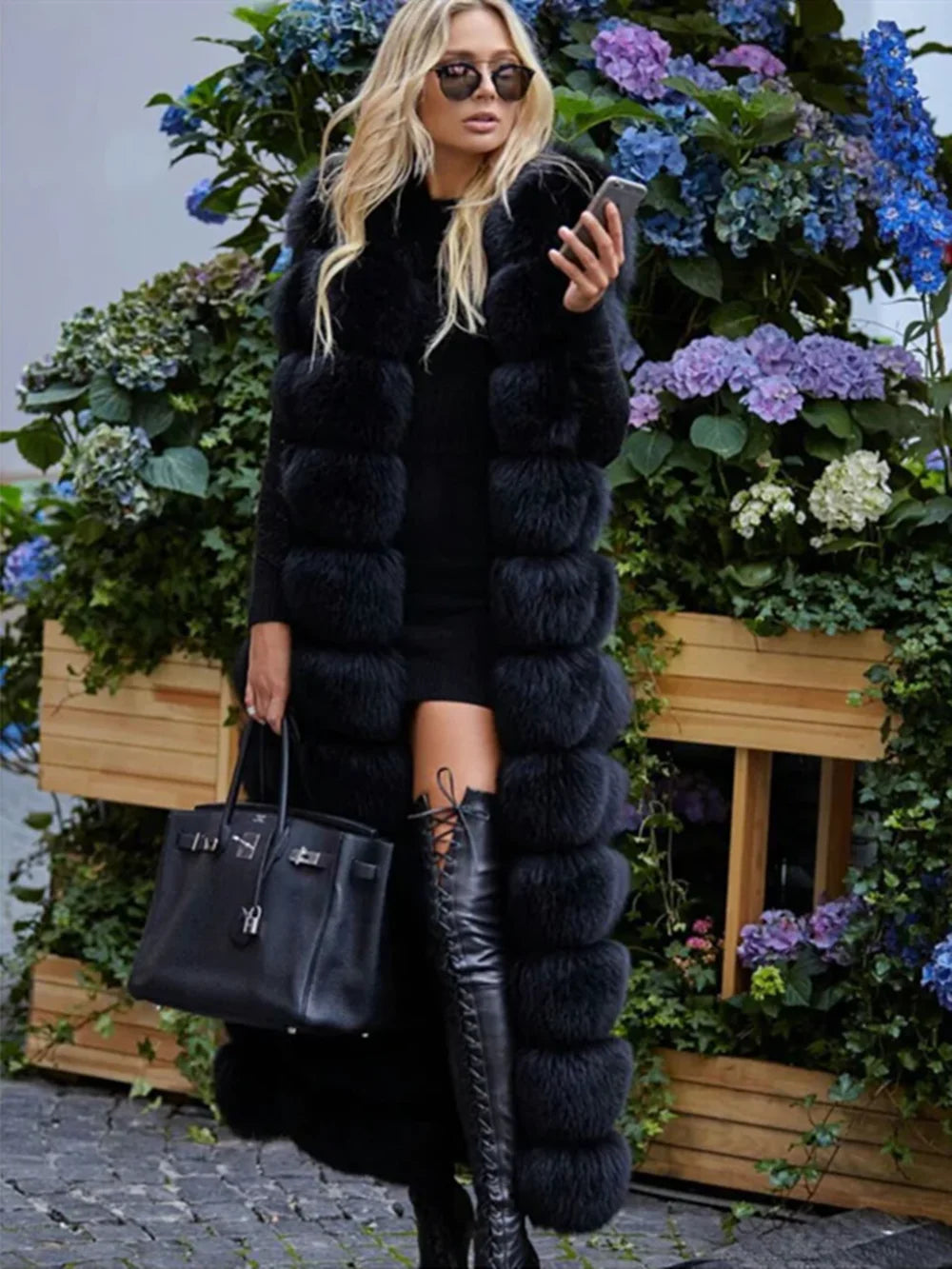  Long Real Fox Fur Vest Women Luxury Coat - (Medium/3 Styles)