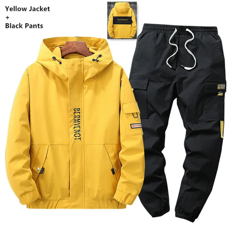 Yellow Jacket Hoodie - 2 Piece Set/Sports Cargo Pants 